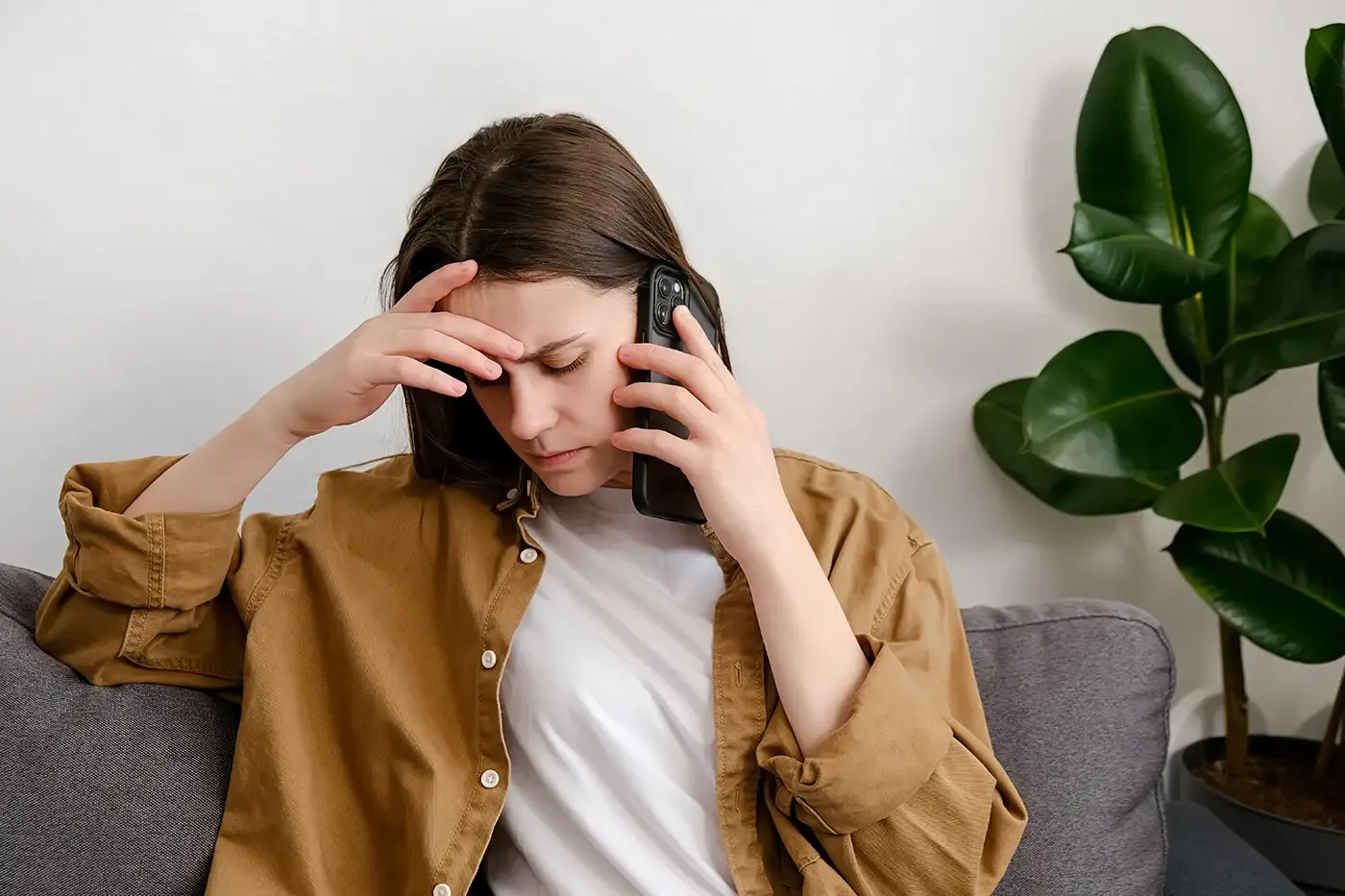 Photo of a woman talking on the phone