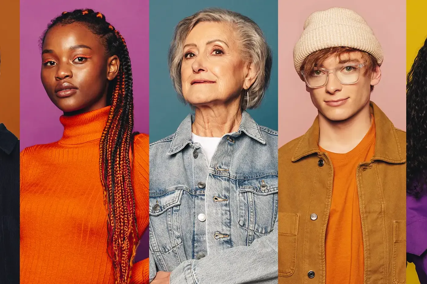 Collage of portrait photos of diverse individuals.